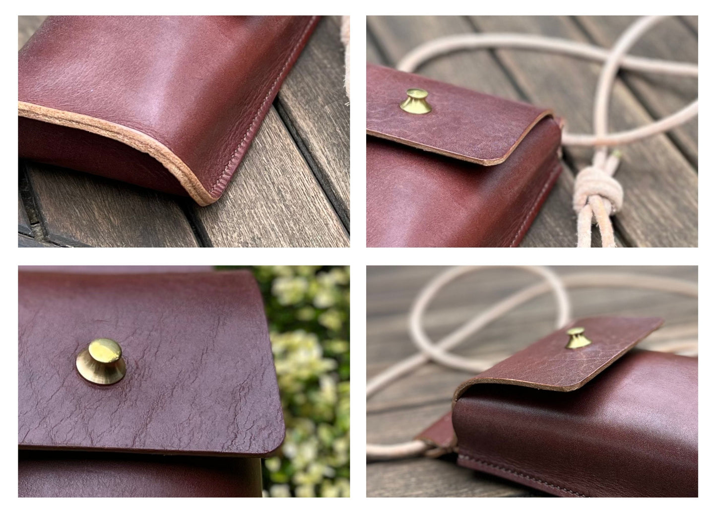 Cross Body Phone Bag - Leather - Hand Stitched