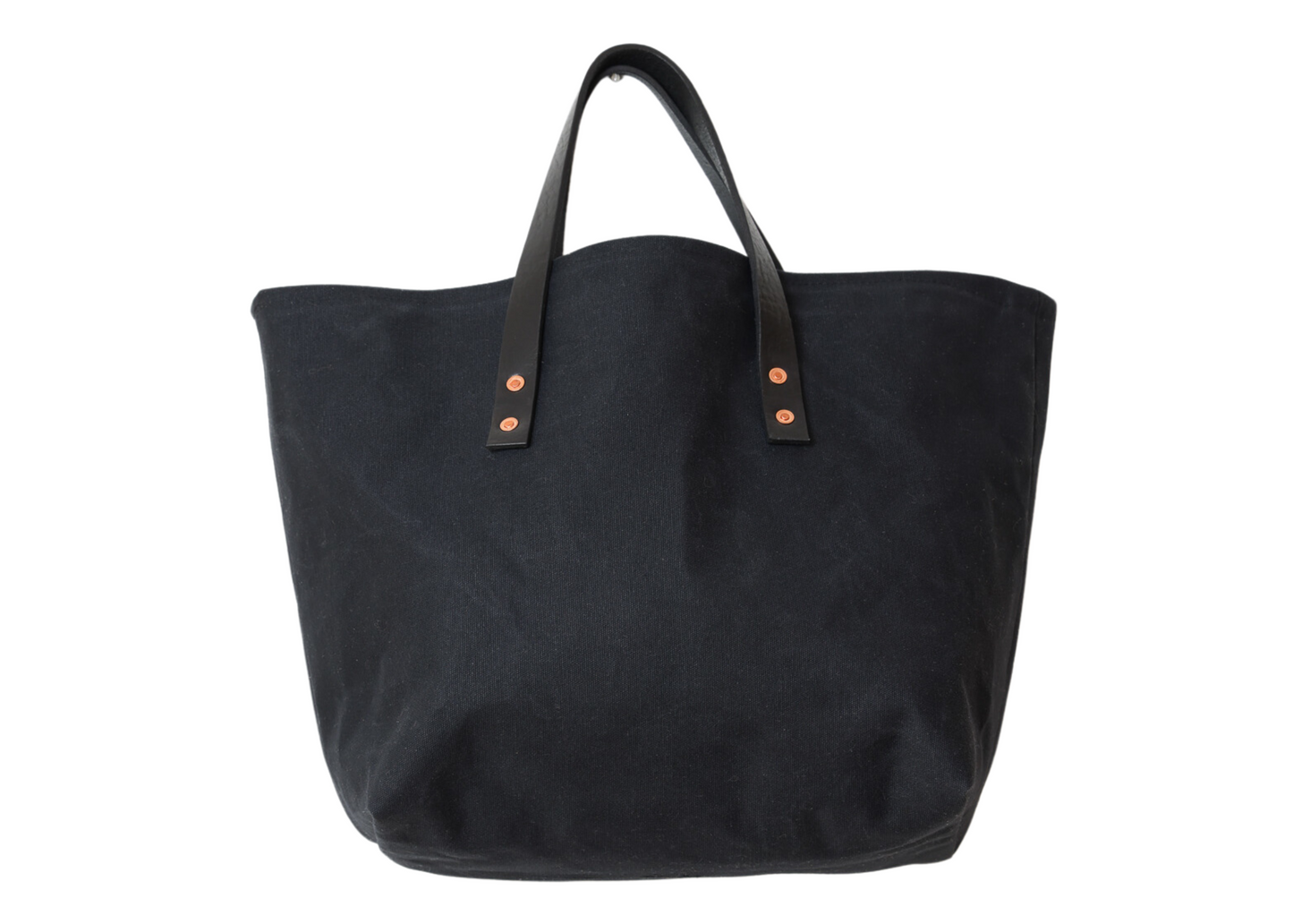 Black / Green Canvas Tote with Leather Handles