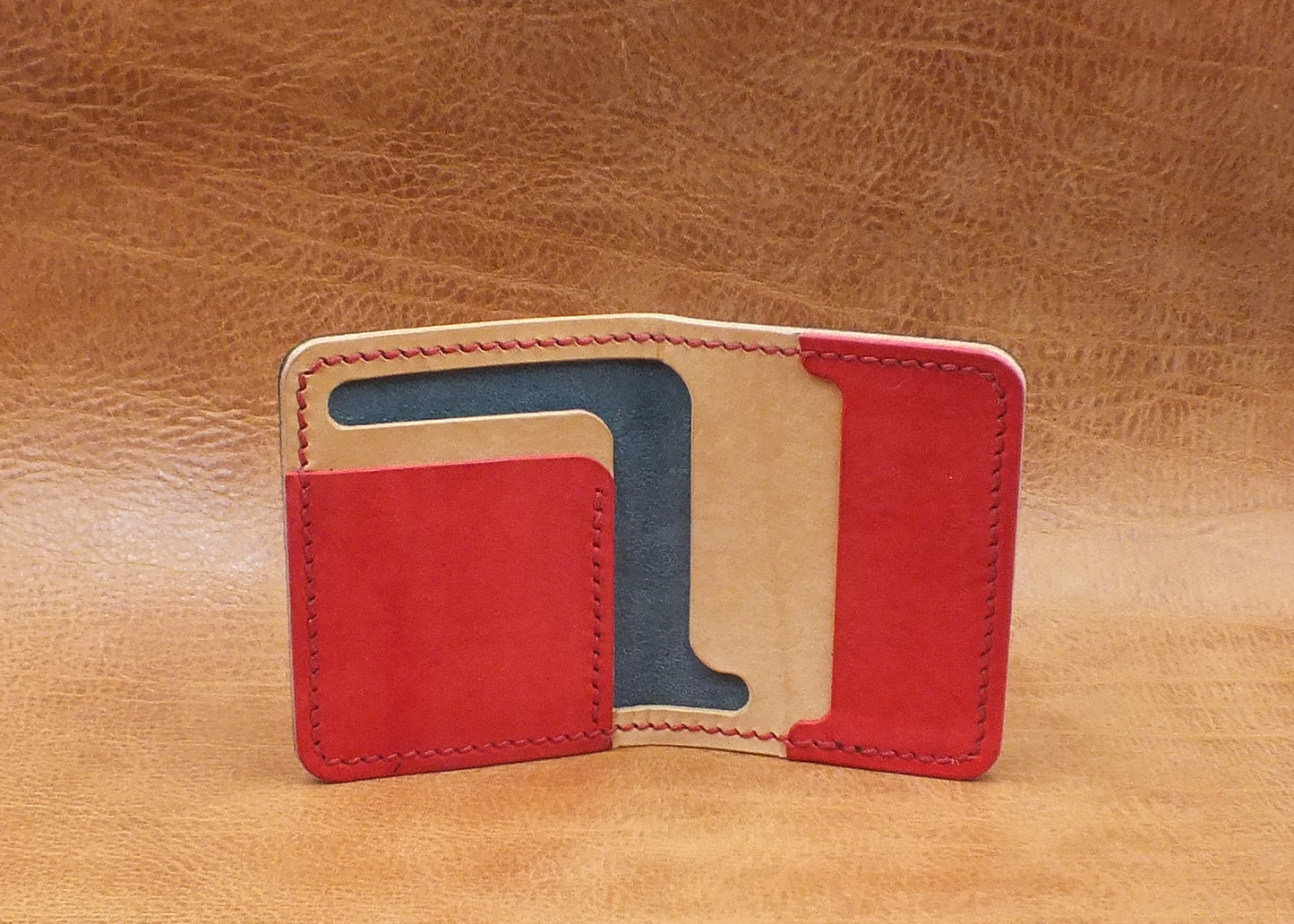 The Beacon Bi-Fold - Navy Blue / Natural / Red