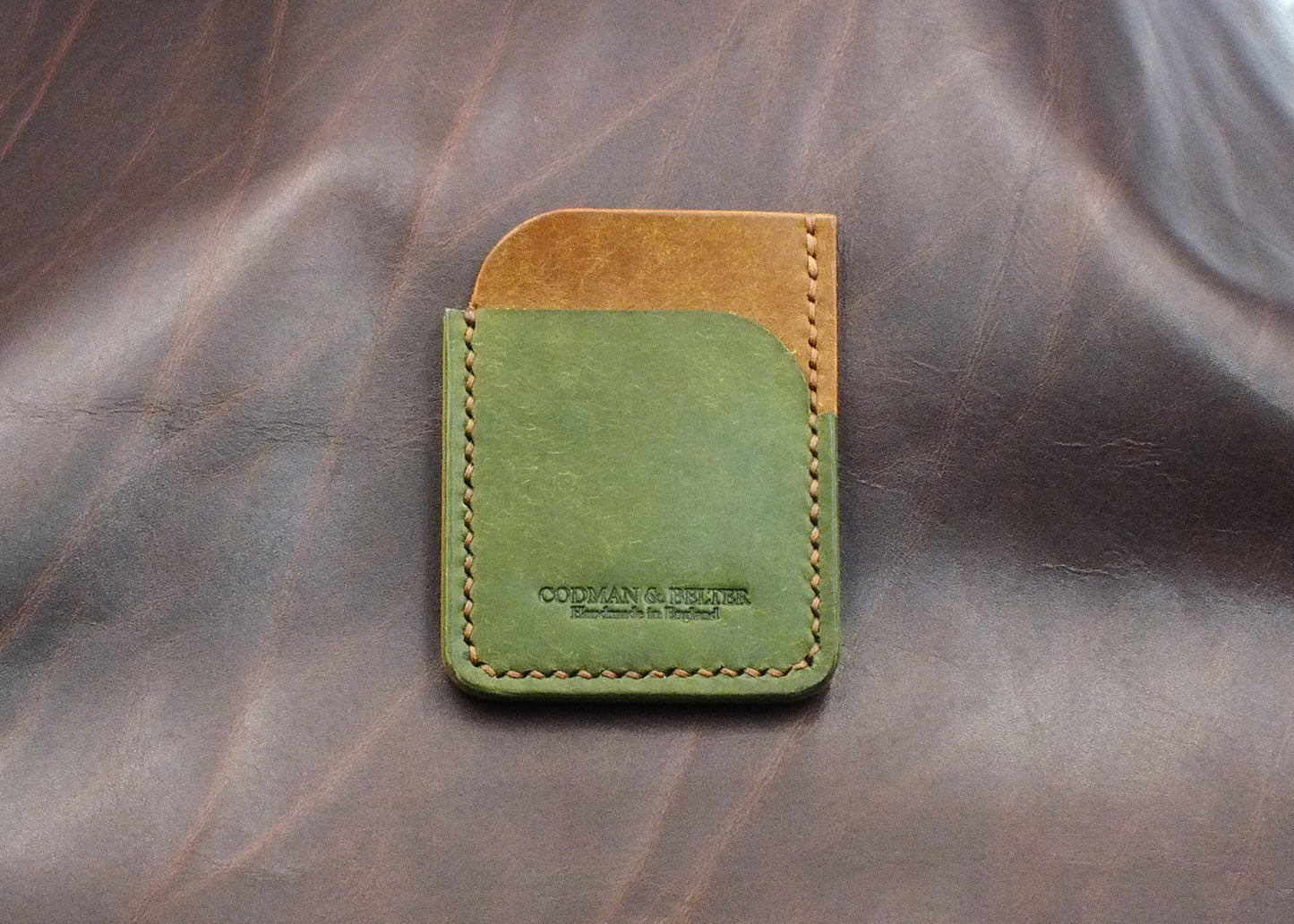 The Caburn Card Wallet - Olive and Russet