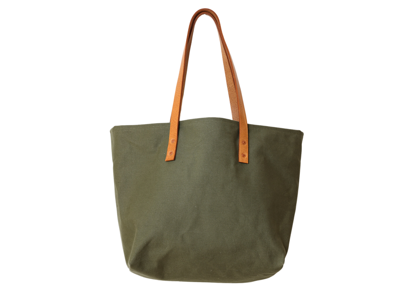 Black / Green Canvas Tote with Leather Handles