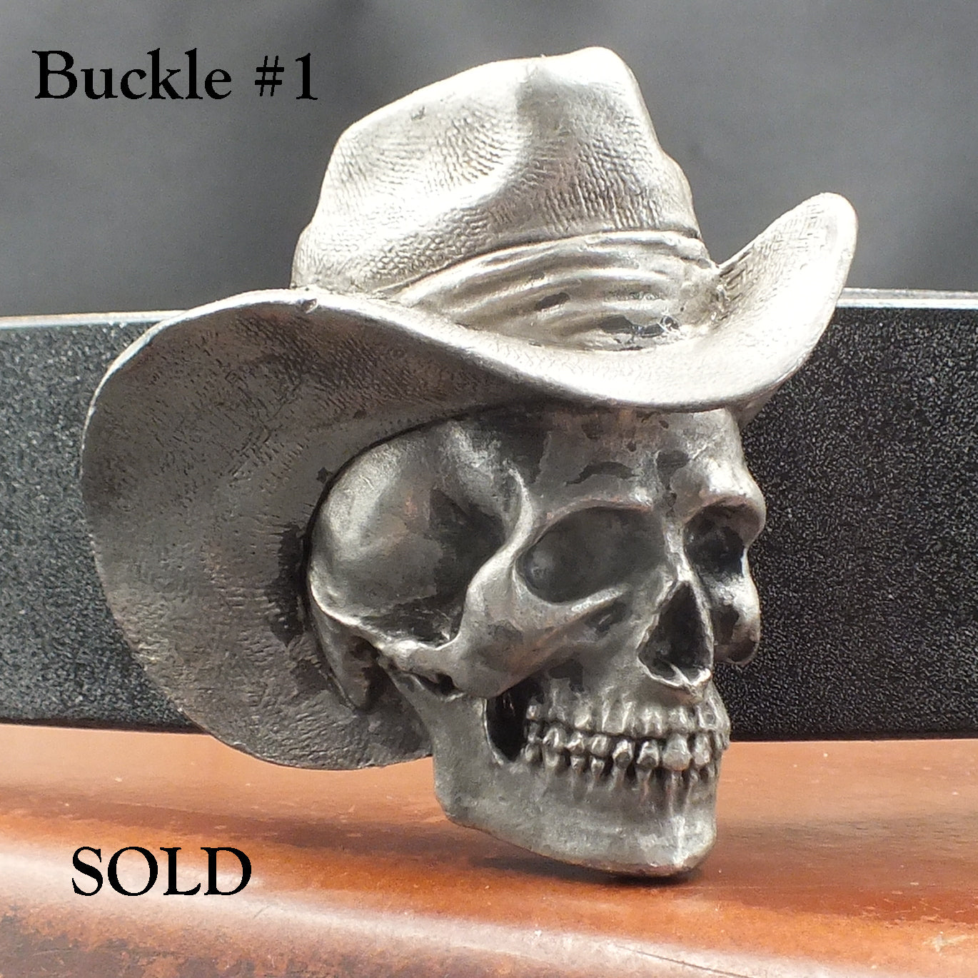 'El Pistolero Muerto' Belt - Handmade Oak Bark Tanned Leather Belt -Skull Cowboy Buckle