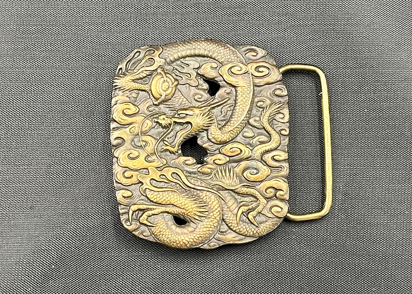 'Dragon #2' Belt - Oak Bark Tanned Leather Belt - Brass Buckle - Hand Stitched