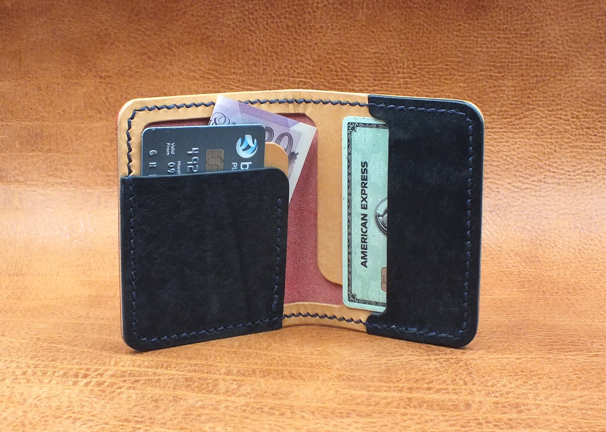 The Beacon Bi-Fold - Red / Natural / Navy Blue