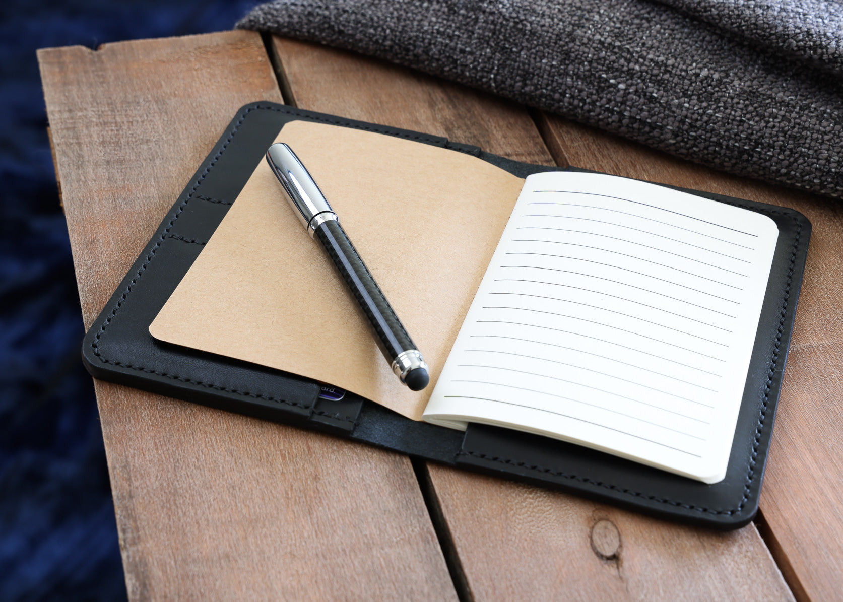 A5 Leather Notepad Holder - Hand Stitched