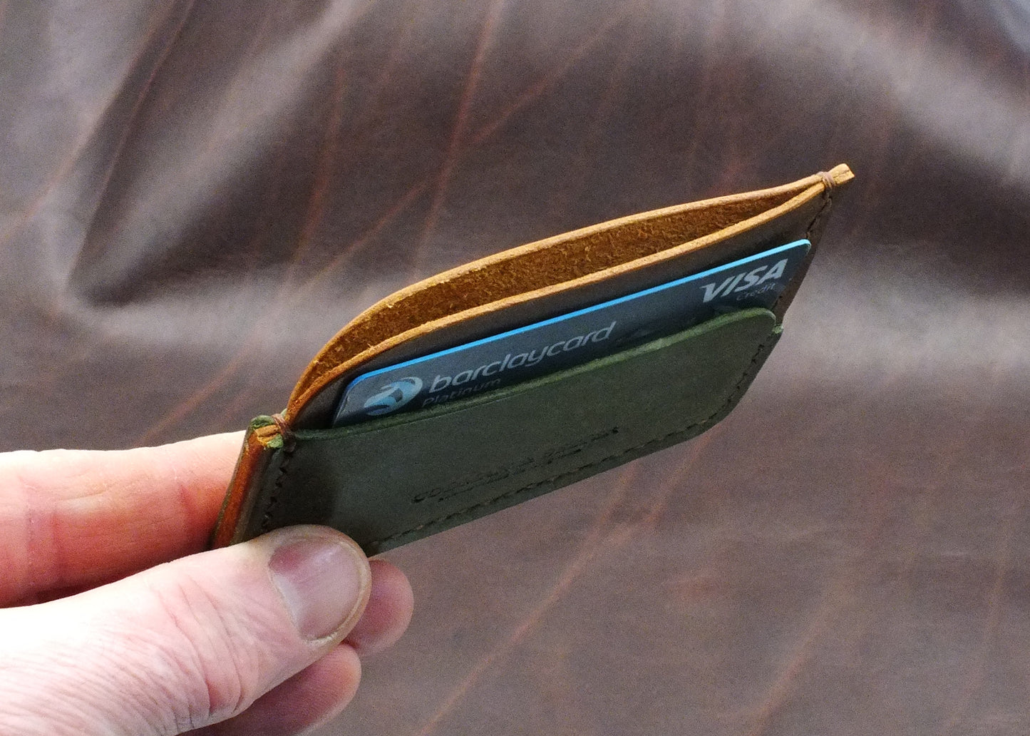 The Ditchling Card Wallet - Olive and Russet