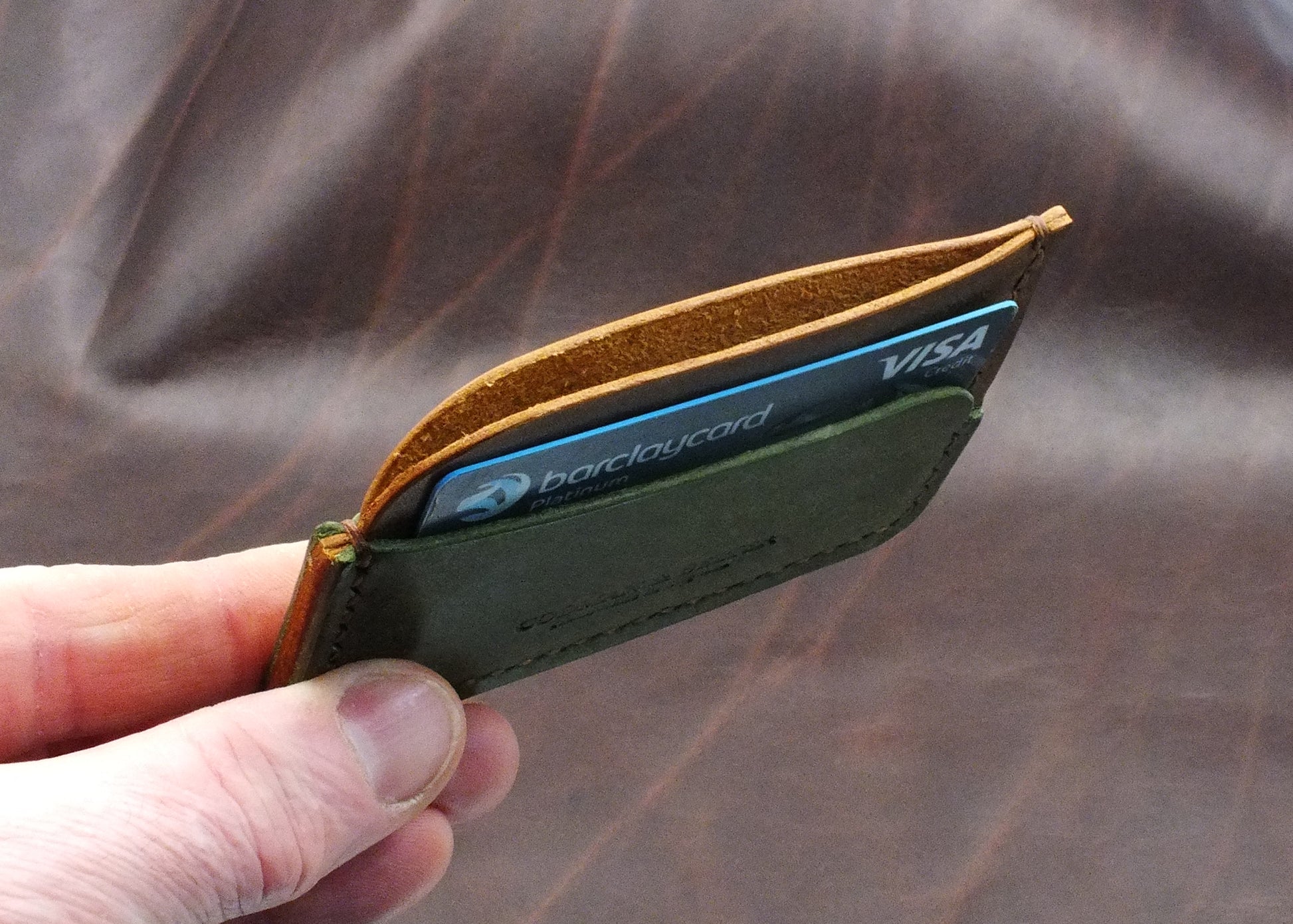 The Ditchling Card Wallet - Olive and Russet