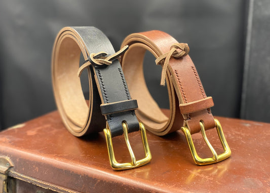 Handmade Oak Bark Tanned Leather Belt - 4 colours - Stainless Steel West End Buckle