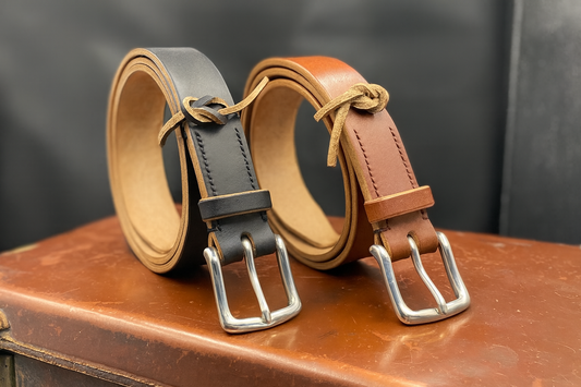 Handmade Oak Bark Tanned Leather Belt - 4 colours - Stainless Steel West End Buckle