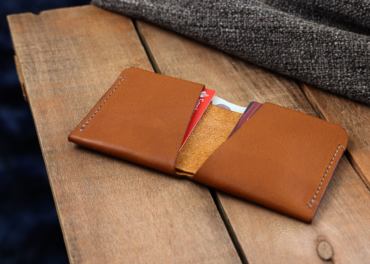 Cognac - Minimalist Leather Wallet